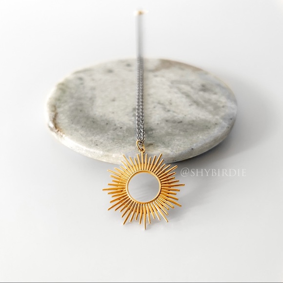 Jewelry - NEW Artisan Bronze Sun Pendant on Sterling Silver Chain